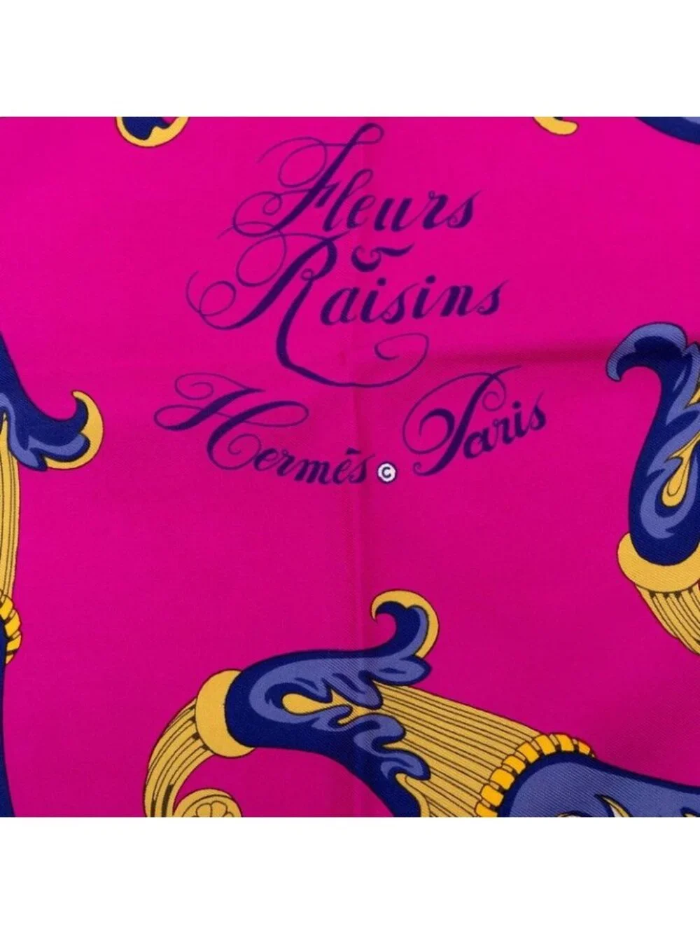 Hermes Carre 90 Fleurs Raisins Grape Flower Scarf Pink Multicolor Silk